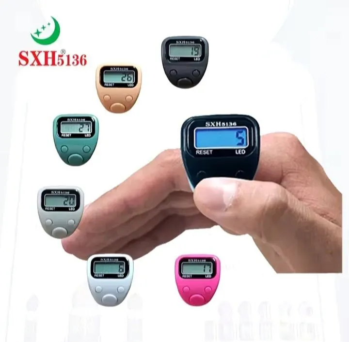 Classic digital Tasbeeh counter color options shown in hand