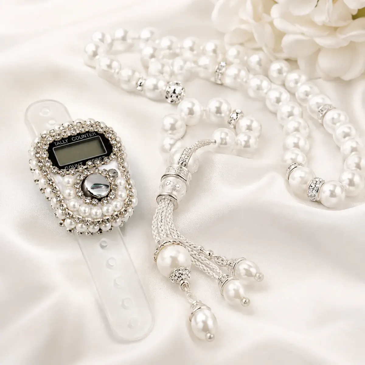 Pearl counter with matching Tasbeeh beads