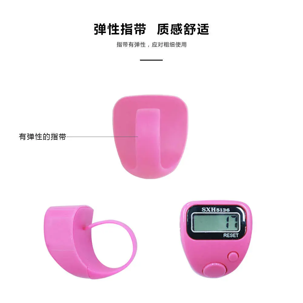 Pink digital counter with elastic finger band detail